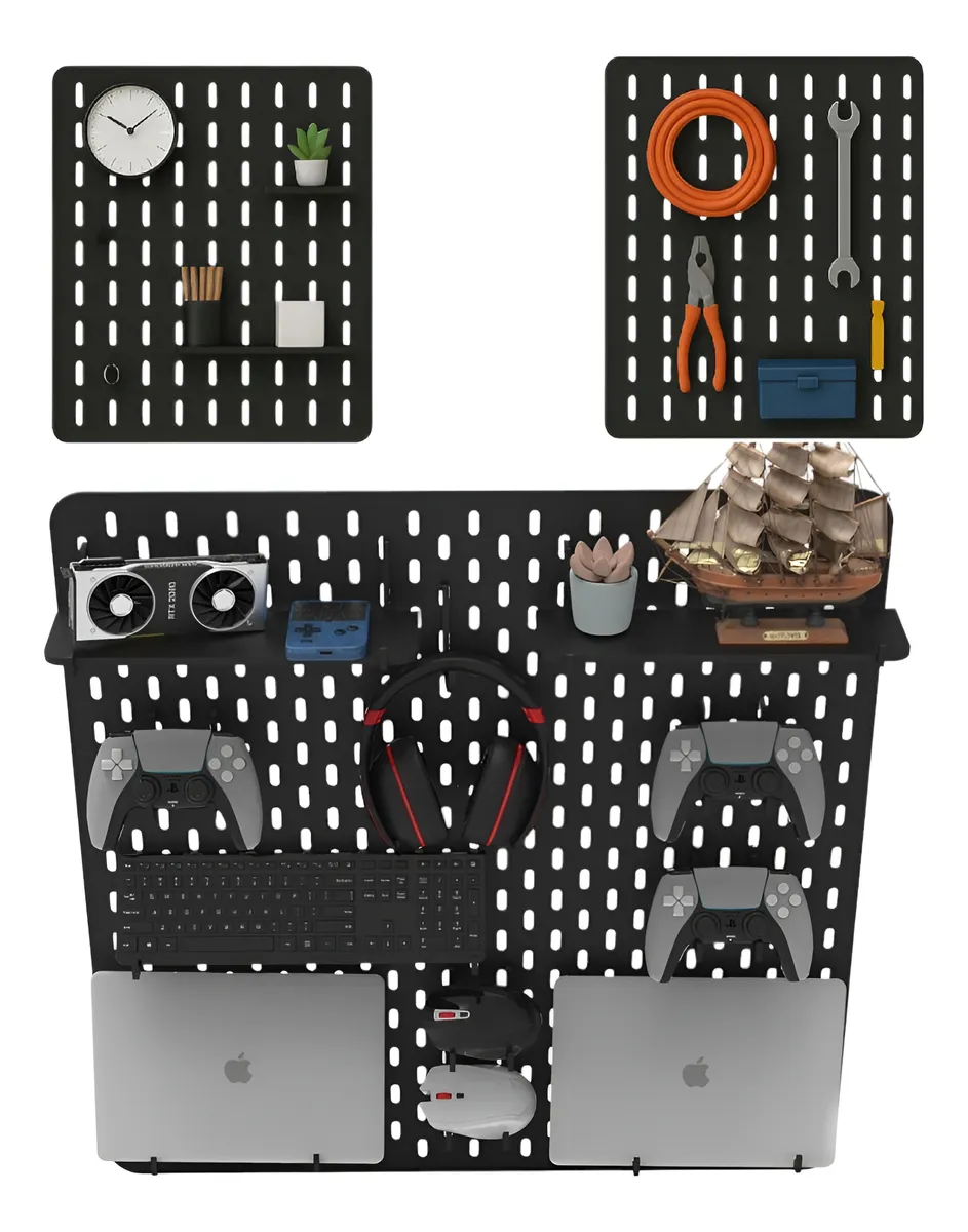 Pegboard M Premium Mdf Setup Gamer Home Office Preto Top Ful