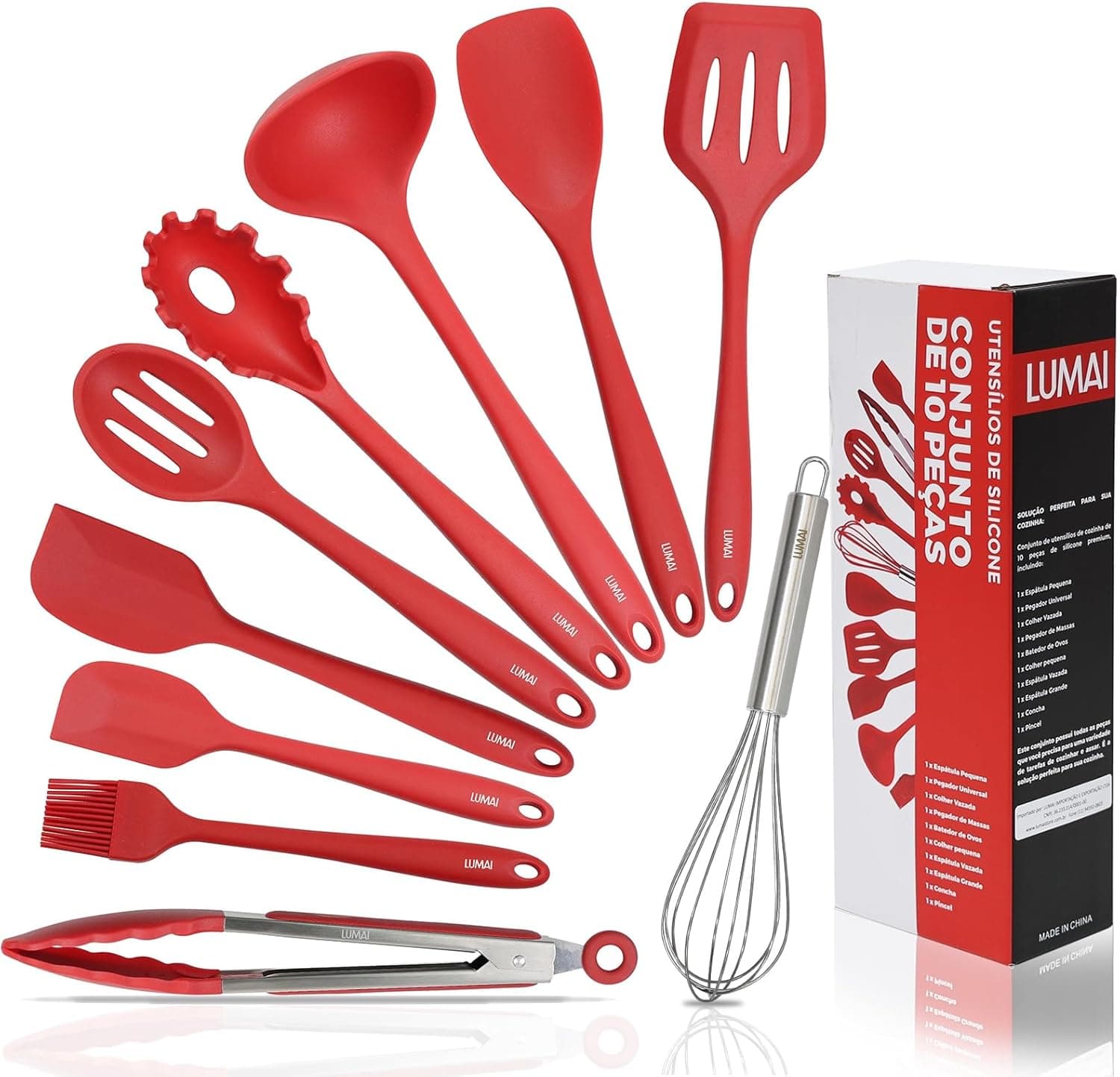 Kit LUMAI 10 Utensílios de Silicone